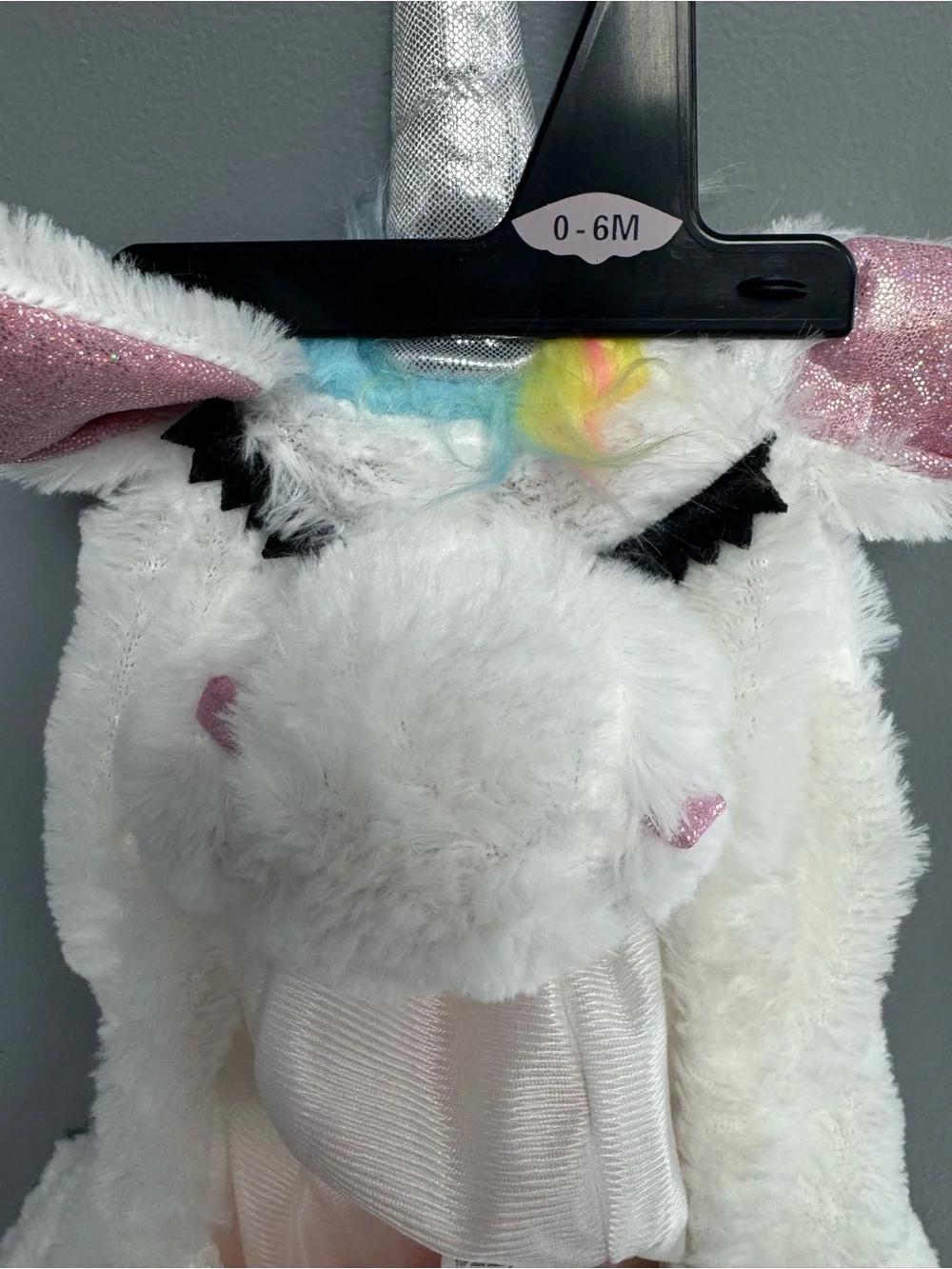 Infant Plush Unicorn Hooded Costume - White & Pink 0-6 months
